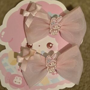 Cute Pink Bow Hair Clips